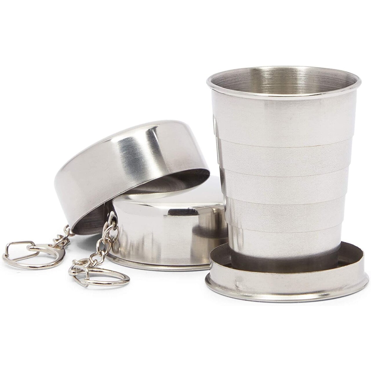 Stainless Steel Collapsible Shot Glasses for Camping, Travel (2.3oz, 2  Pack)